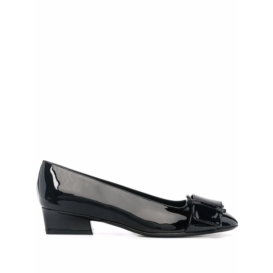 Ferragamo Black Bessie 30 Gancini Pumps Heels
