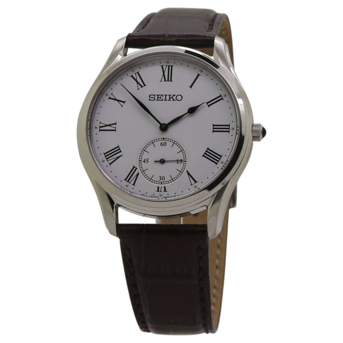 Seiko SRK049 Quartz White Dial Brown Leather Band Men´s Watch