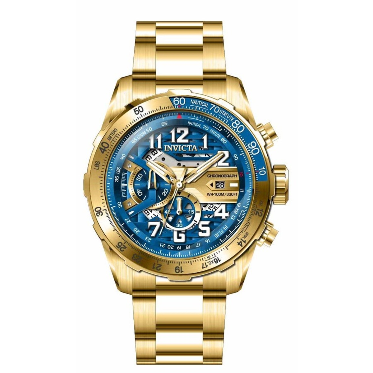 Invicta Aviator Chronograph Quartz Blue Dial Mens Watch 36675