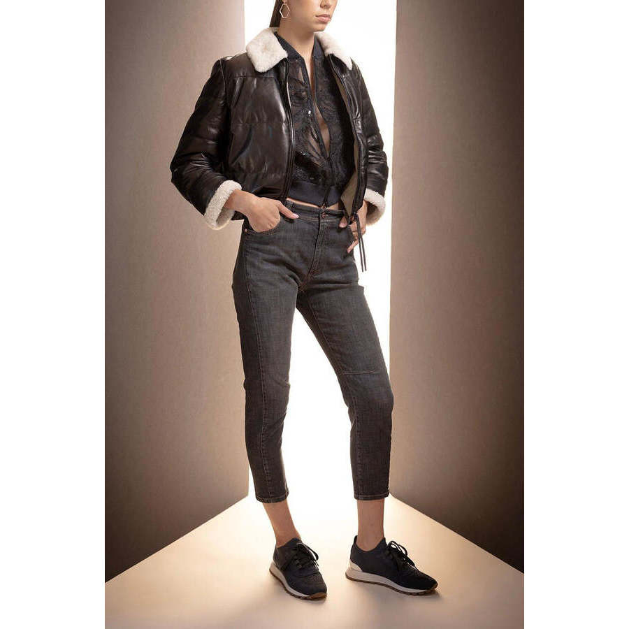 Brunello Cucinelli Woblack Classic Denim Cropped Trousers