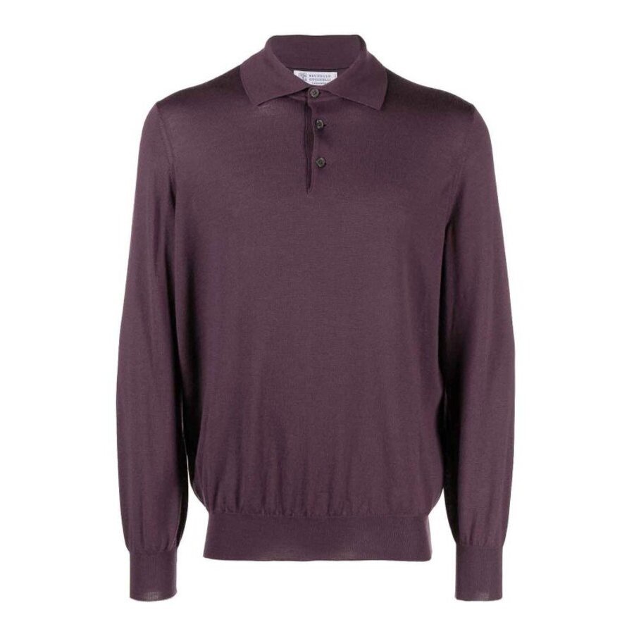 Brunello Cucinelli Wool and Cashmere Blend Polo Shirt — Purple