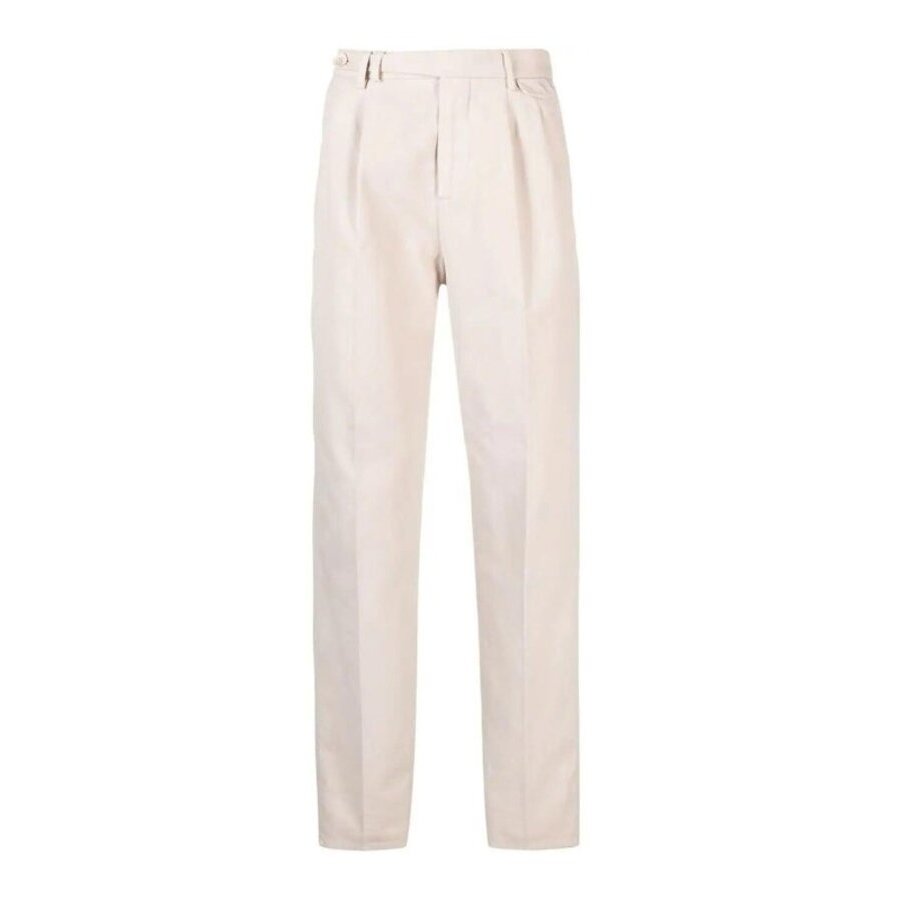 Brunello Cucinelli Cream Pleated Tailored Trousers
