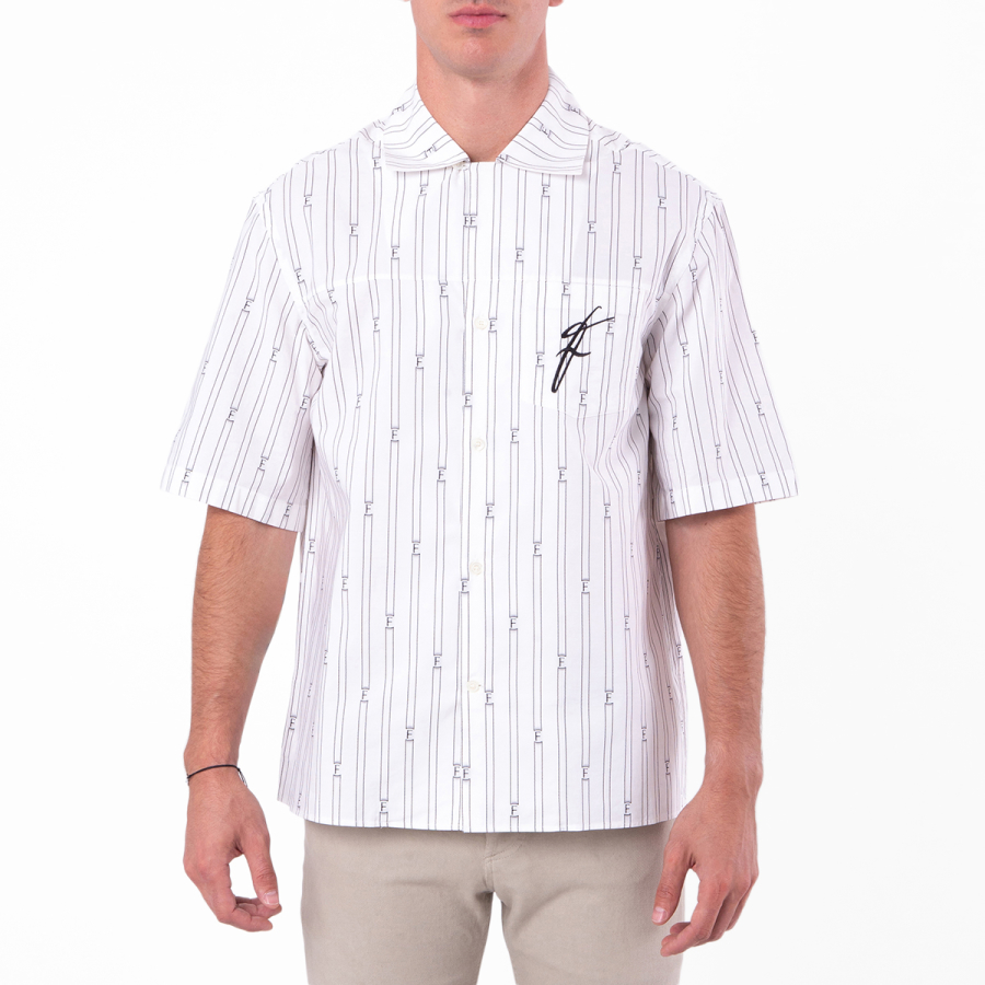 Ferragamo Logo-Print Short-Sleeve Cotton Blend Shirt