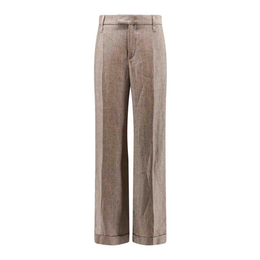 Brunello Cucinelli Wolight Brown Linen Trousers