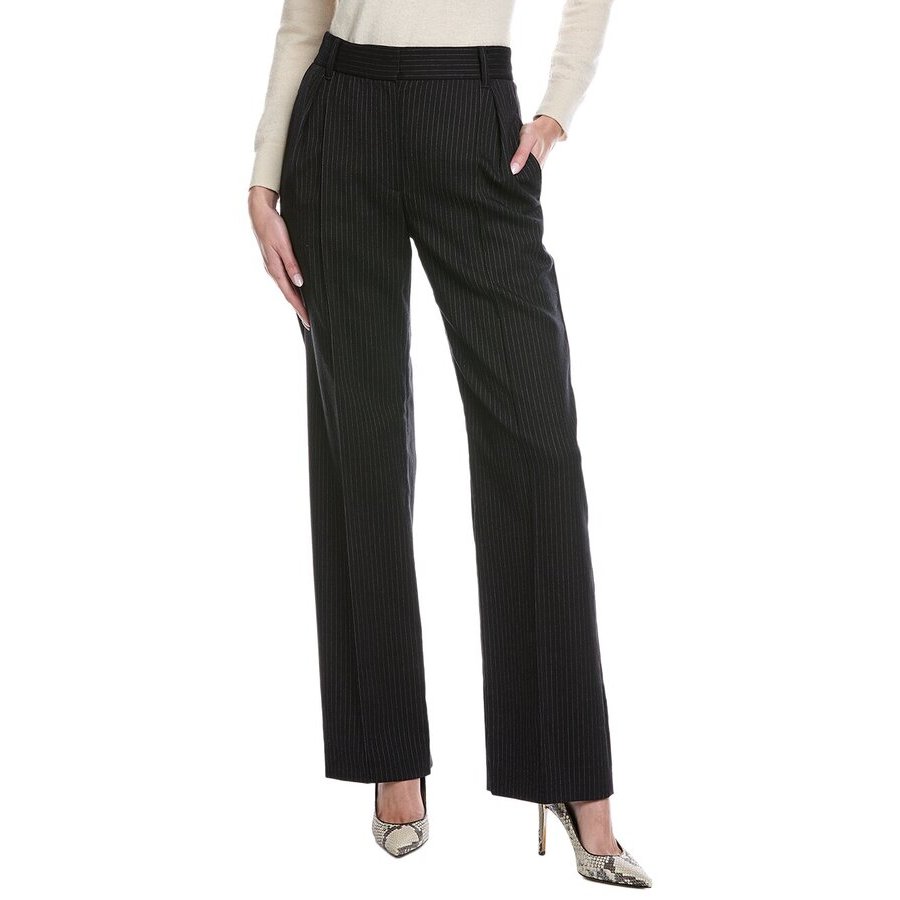 Brunello Cucinelli Womens Blue Wool Pinstripe Trousers