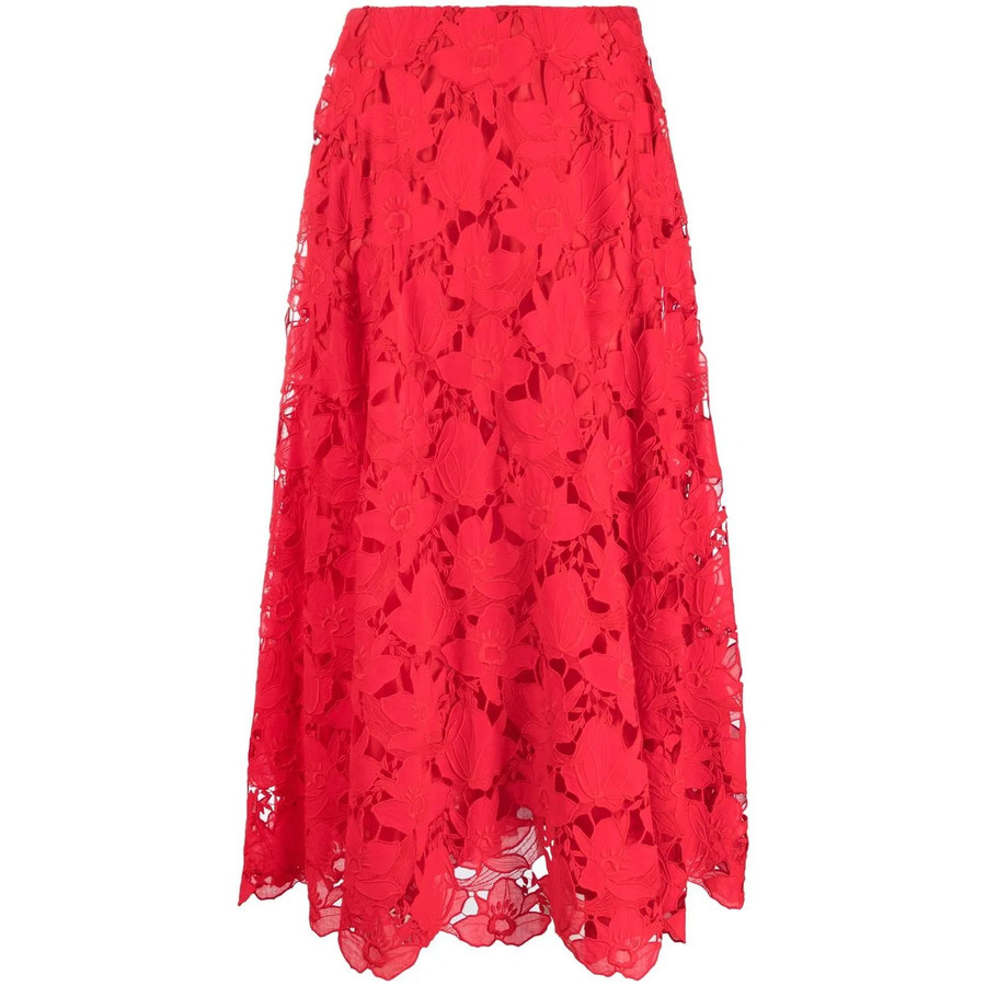 Valentino Garavani Floral-Lace Midi Skirt