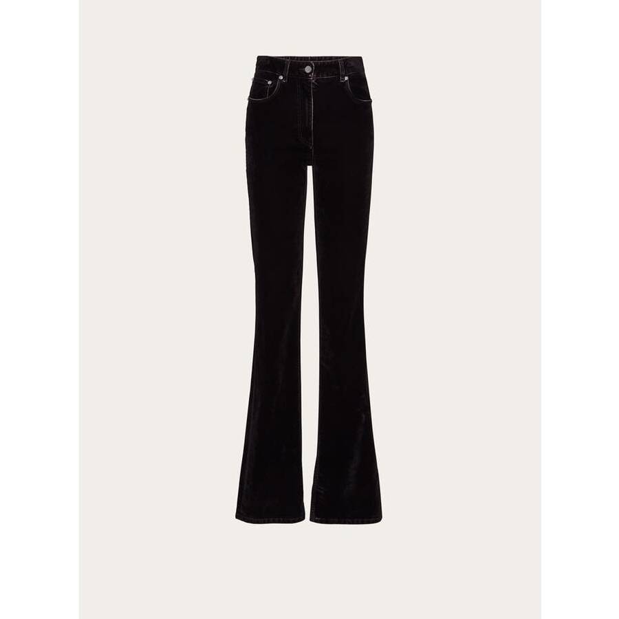 Ferragamo Black Flared Cotton Trousers