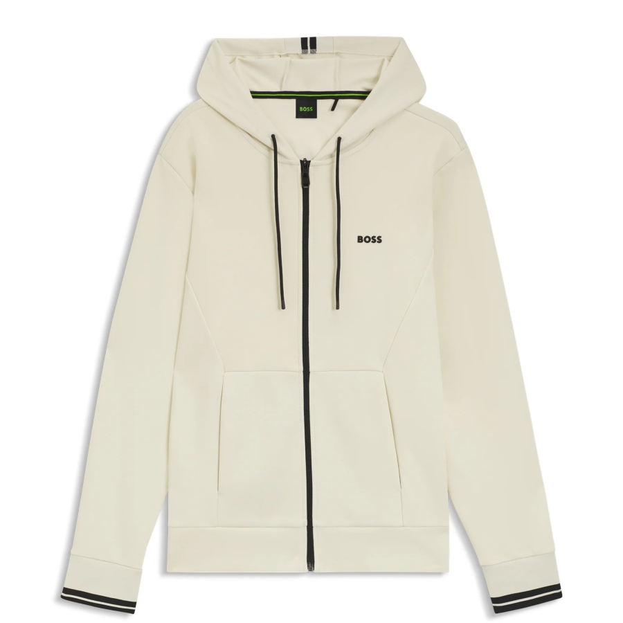 Hugo Boss Mens FZ Cotton-Blend Zip-Up Hoodie