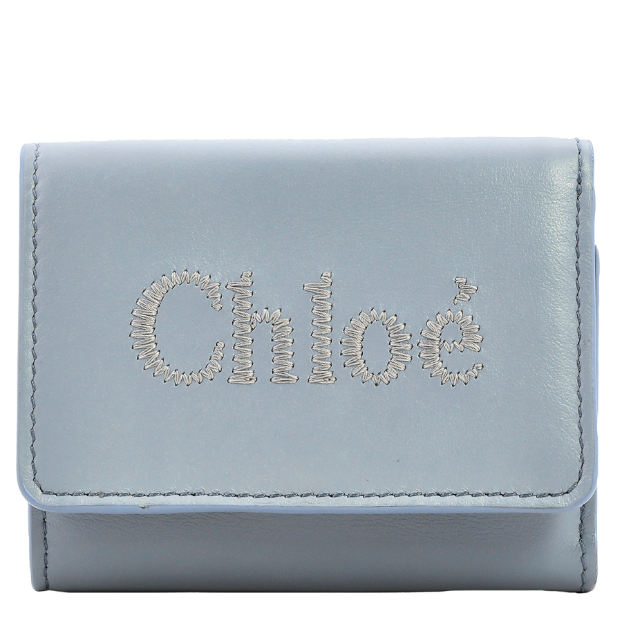 Chloe Ladies Storm Blue Trifold Leather Wallet