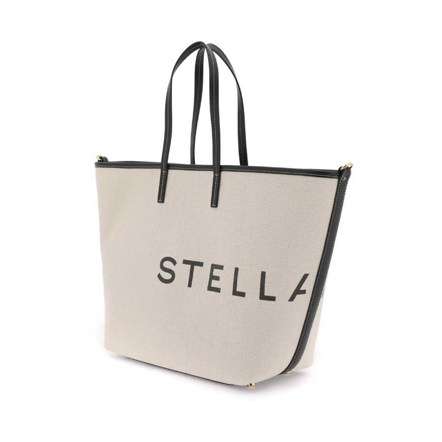 Stella Mccartney Logo Printed Cotton Tote Bag