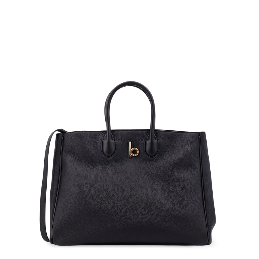 Burberry Calf Leather Tote Bag — Black