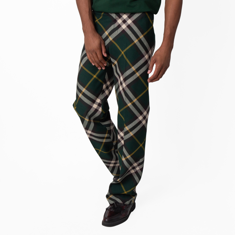 Burberry Tailored Check Pattern Wool Trousers