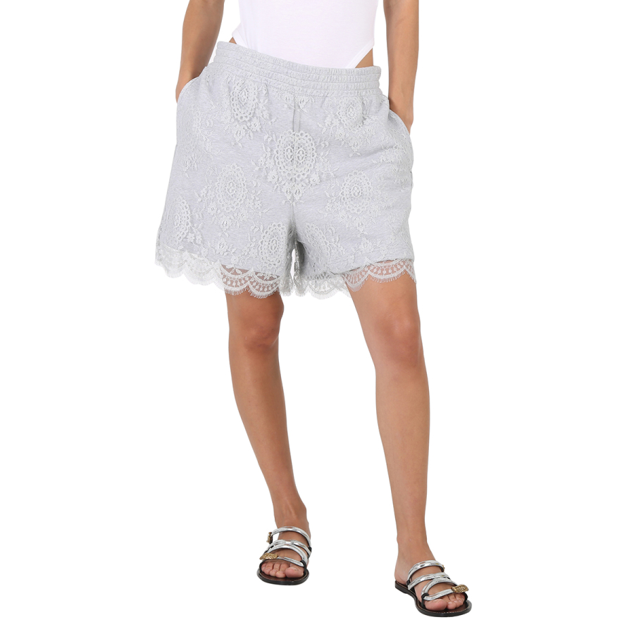 Burberry Light Pebble Grey Lace And Cotton Shorts
