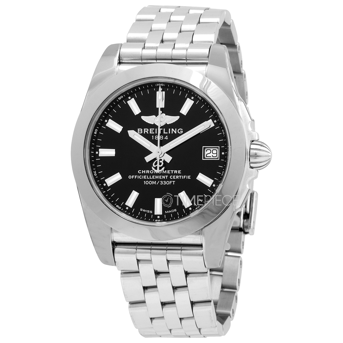 Breitling Galactic 36 Black Dial Stainless Steel Quartz Ladies Watch