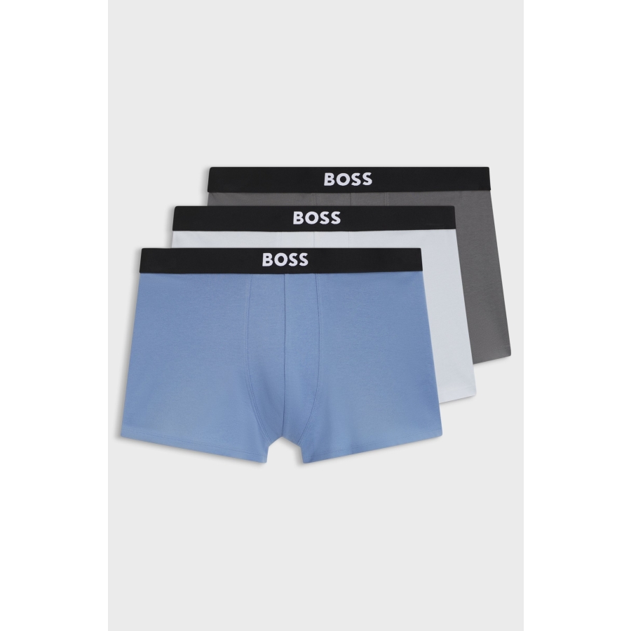Hugo Boss Three-Pack Of Stretch-Cotton Trunks With Logo Waistbands
