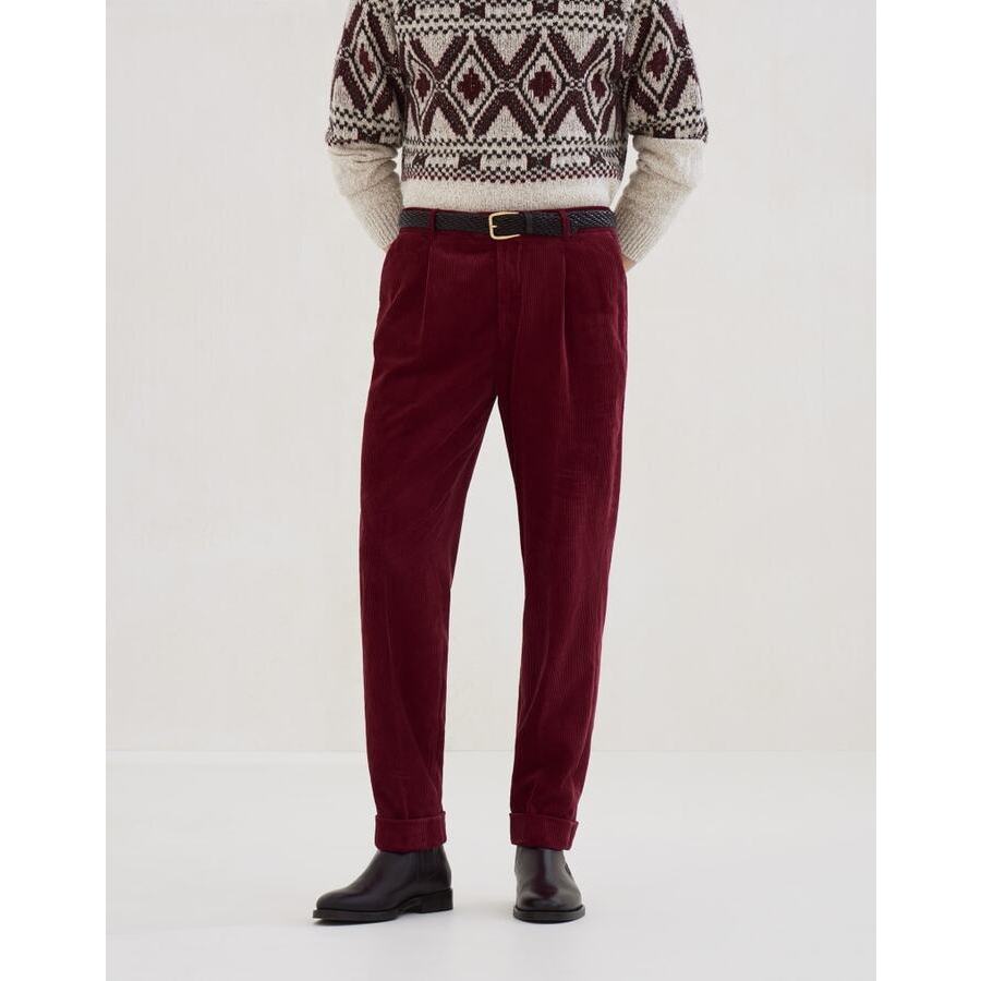 Brunello Cucinelli Men's Purple Corduroy Trousers