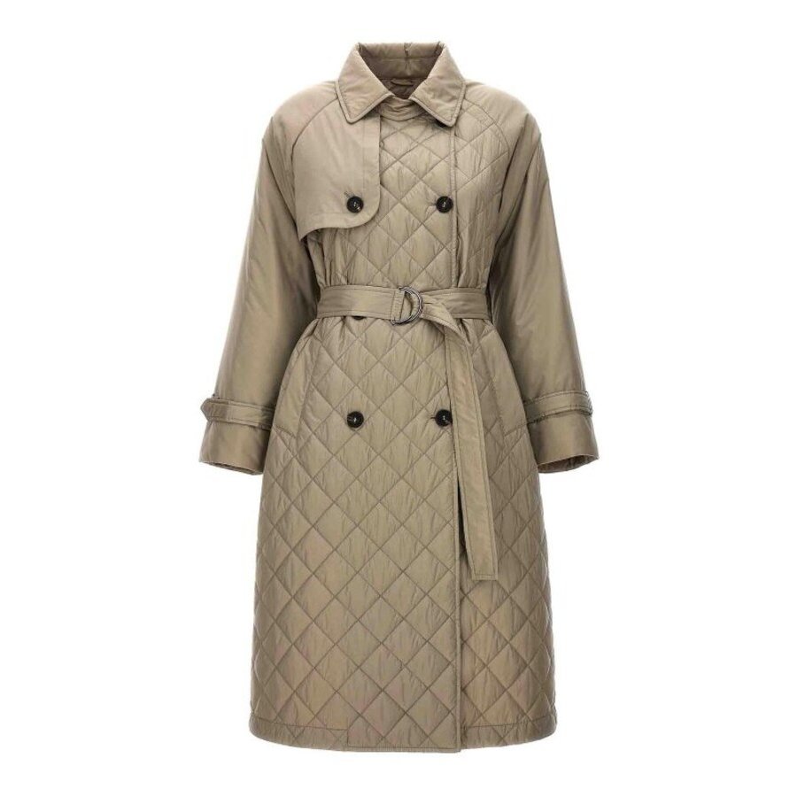 Brunello Cucinelli Wolight Brown Quilted Belted Coat