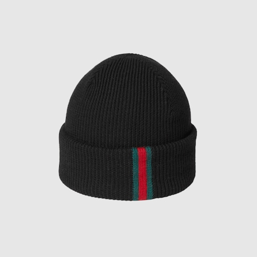 Wool beanie with Web detail