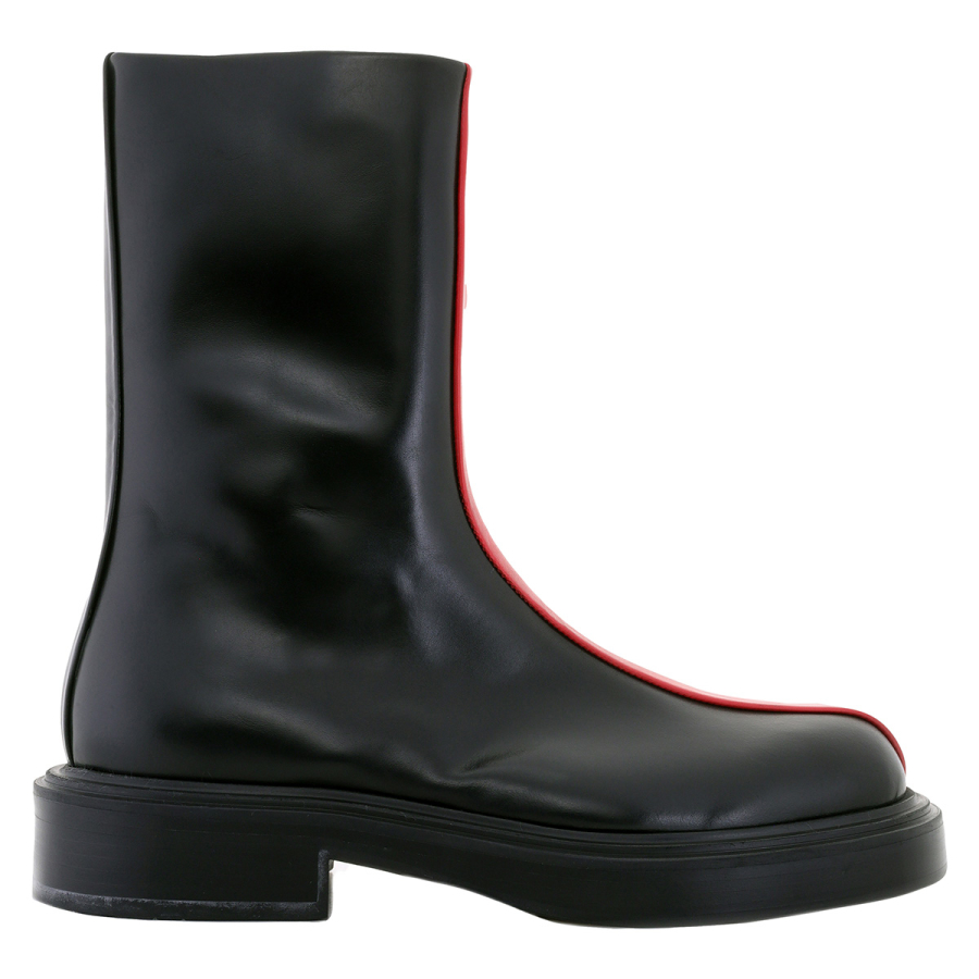 Ferragamo Black Contasting Insert Leather Ankle Boots