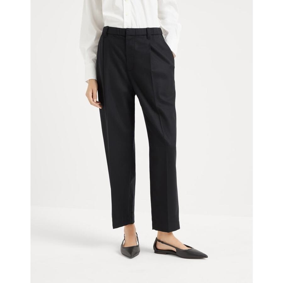 Brunello Cucinelli Women's Black Wool Tapered Trousers