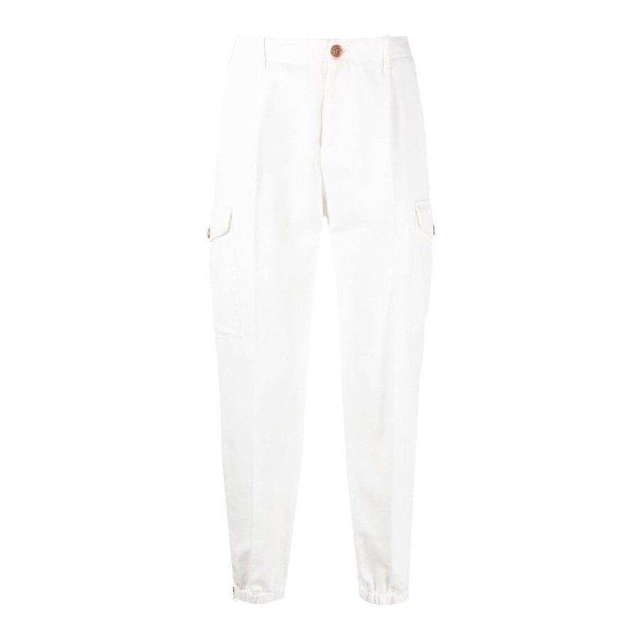 Brunello Cucinelli White Cargo Trousers With Elastic Cuffs