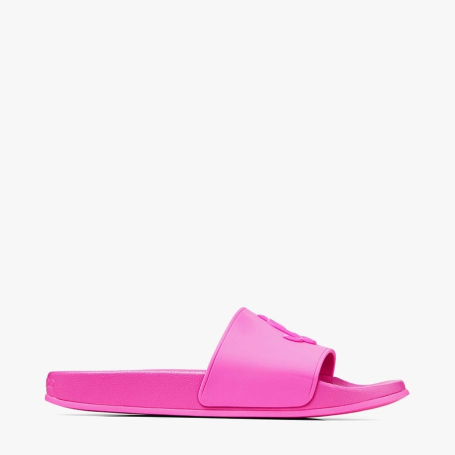 Jimmy Choo Rubber Pool Slides with JC Monogram