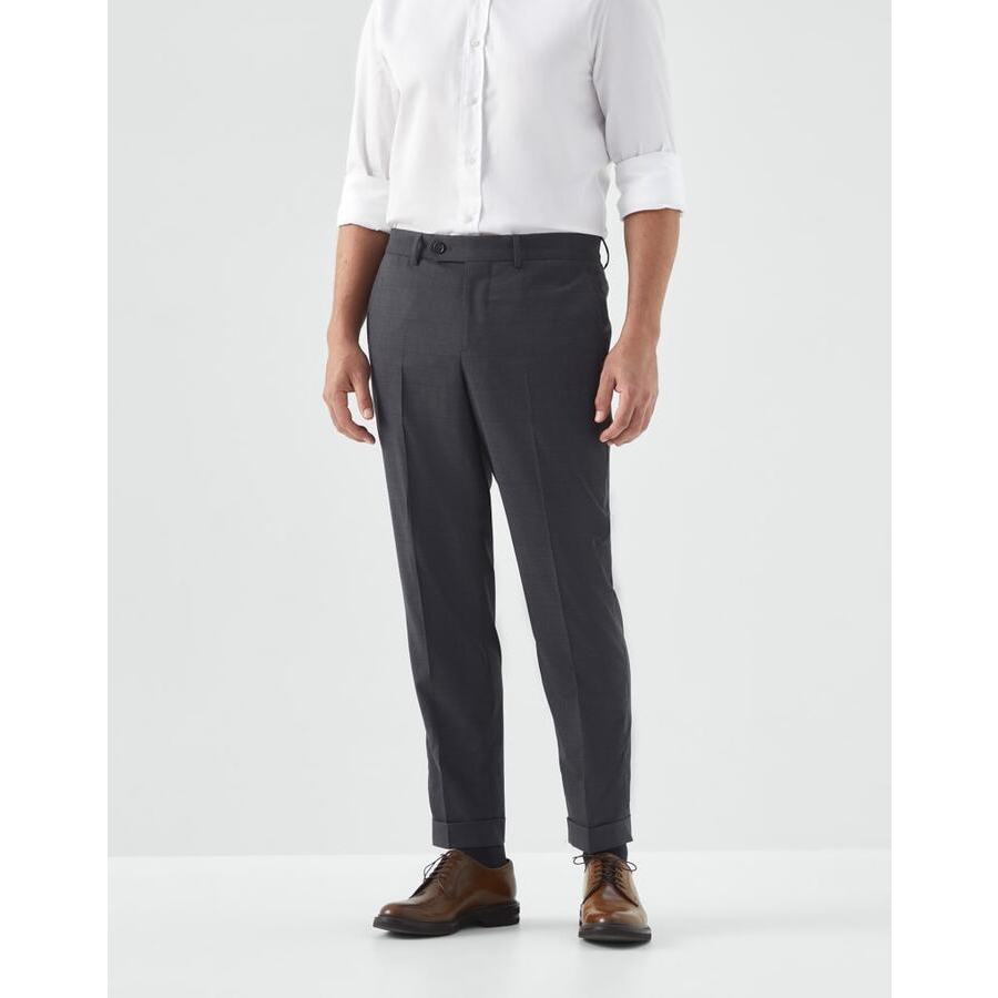 Brunello Cucinelli Mens Dark Grey Wool Trousers