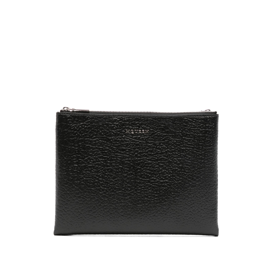 Alexander Mcqueen Black / Silver Ladies Cross Bar Clutch