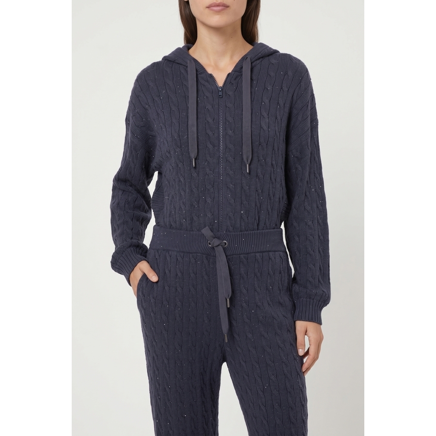 Brunello Cucinelli Wodark Blue Cable Knit Trousers