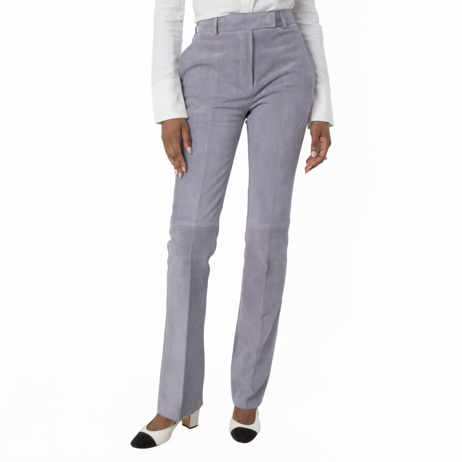 Ferragamo Womens Suede Straight-Leg Tailored Trousers