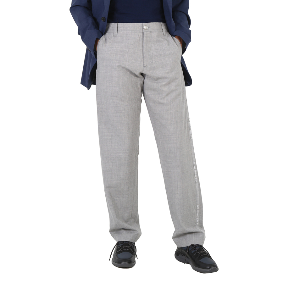 Burberry Mens Light Pebble Grey Straight Fit Trousers