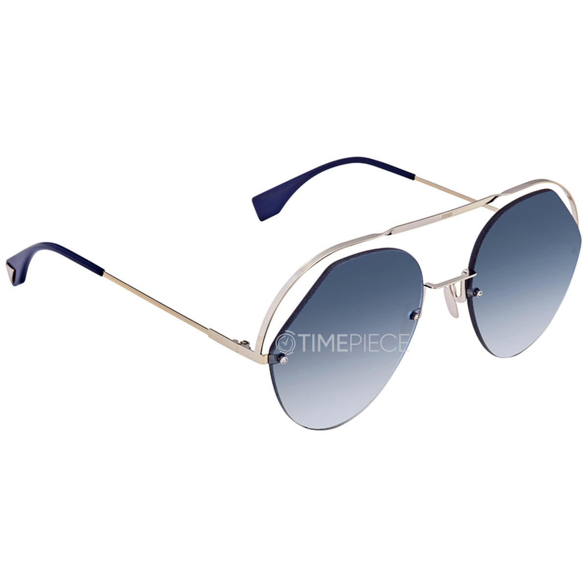 Fendi Ribbons & Crystals Blue Shaded Round Ladies Sunglasses