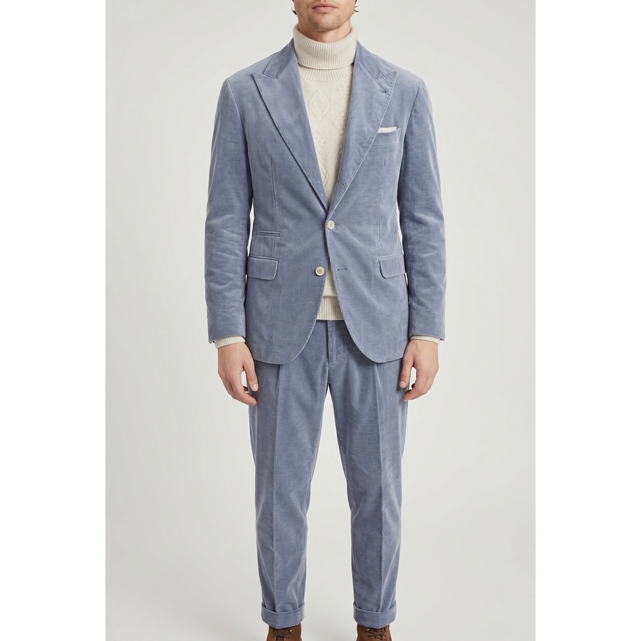 Brunello Cucinelli Light Blue Wool Blend Suit