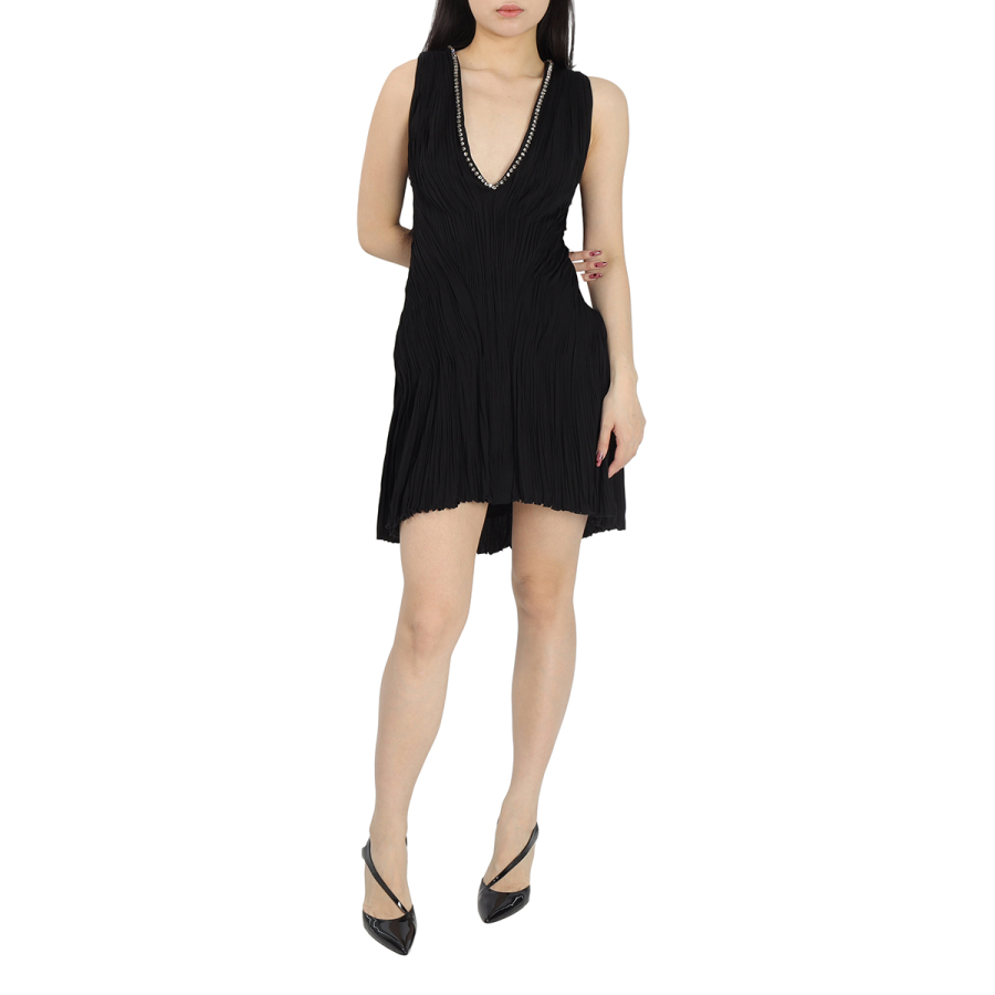 Roberto Cavalli Pleated Chain Trim Embellished Evening Dress
