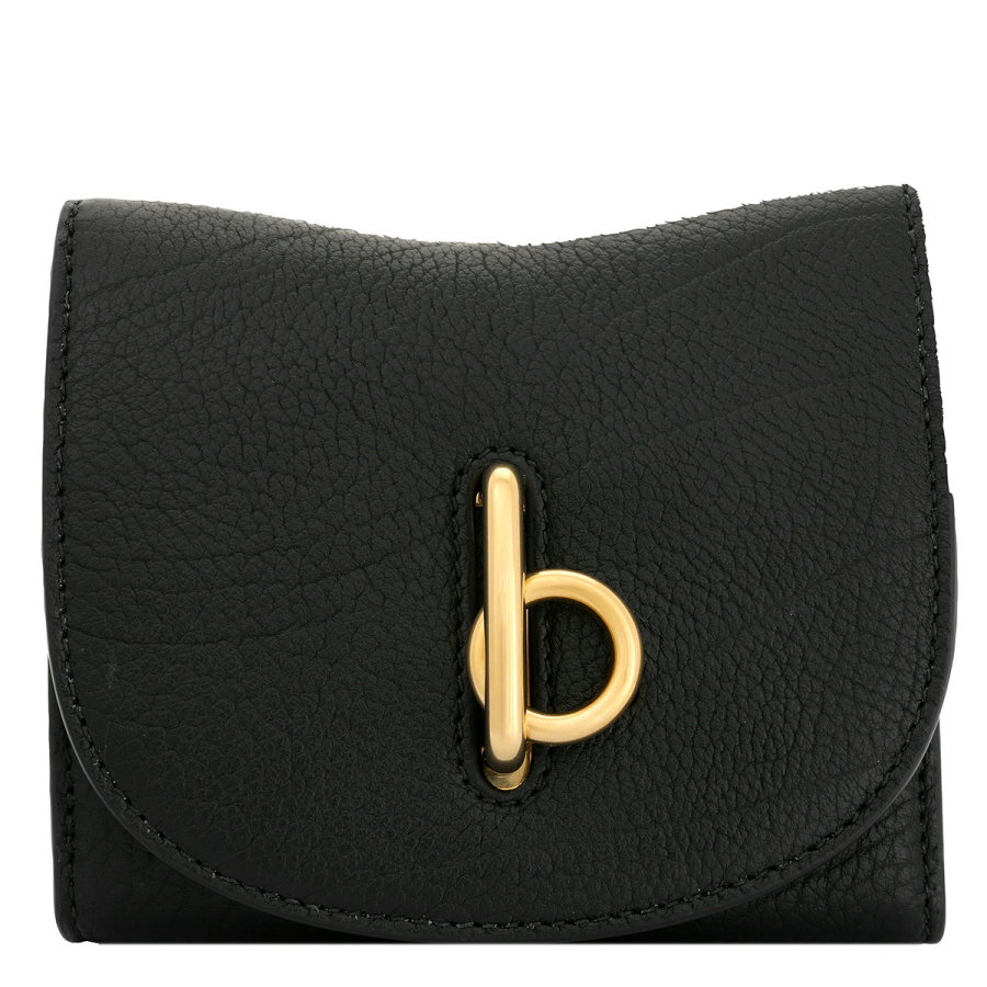 Burberry Rocking Horse Leather Compact Wallet In Black