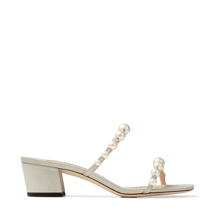 Jimmy Choo Amara 45 Embellished Leather Sandals, Brand Size 34.5 ( US Size 4.5 )