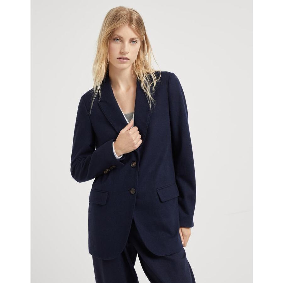 Brunello Cucinelli Womens Navy Wool Tailored Blazer