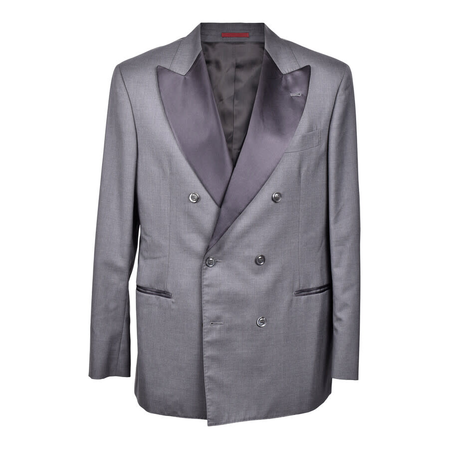 Brunello Cucinelli Gray Wool Silk Tuxedo Blazer