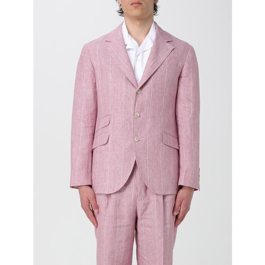 Brunello Cucinelli Rose Linen Pinstripe Blazer