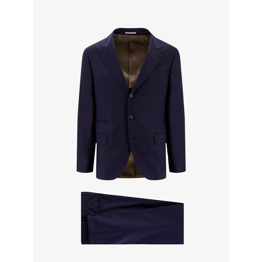 Brunello Cucinelli Blue Wool Silk Tailored Suit