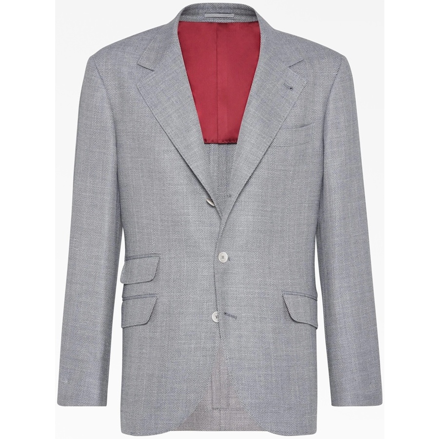 Brunello Cucinelli Medium Grey Wool Blend Blazer