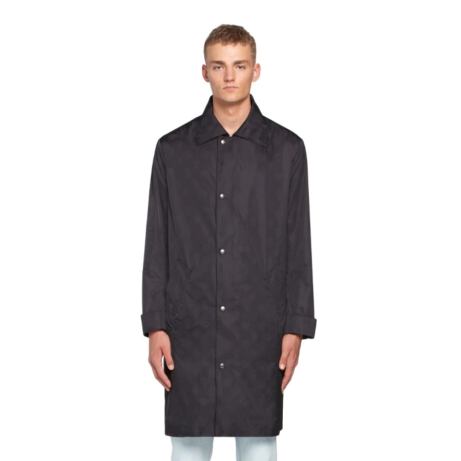 Roberto Cavalli Mens Black Technical Nylon Lucky Symbol Raincoat