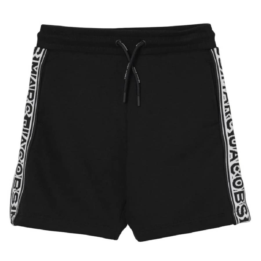 Little Marc Jacobs Kids Black Logo Organic Cotton Shorts
