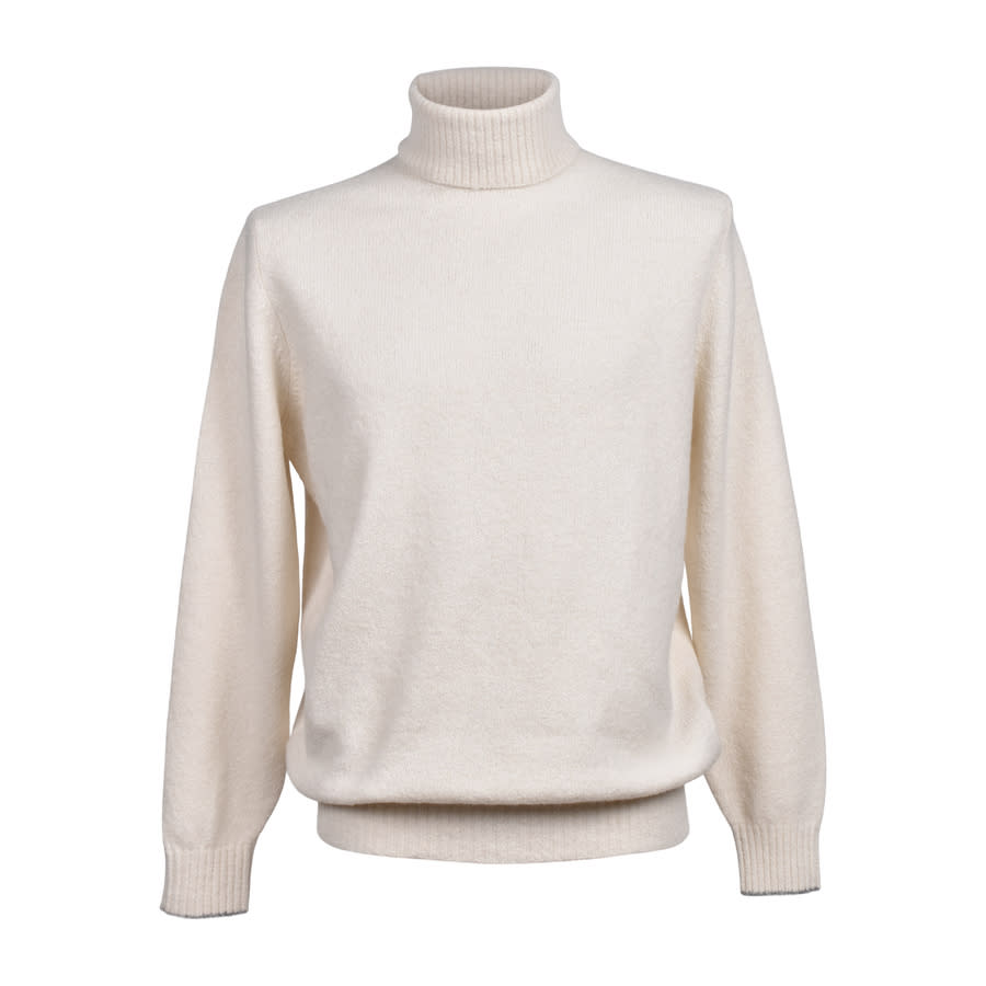 Brunello Cucinelli Off White Wool Blend Turtleneck Sweater