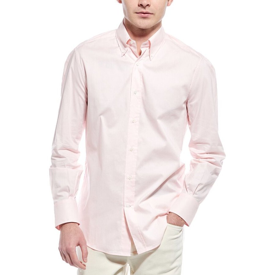 Brunello Cucinelli Cotton Button-Down Shirt — Pink