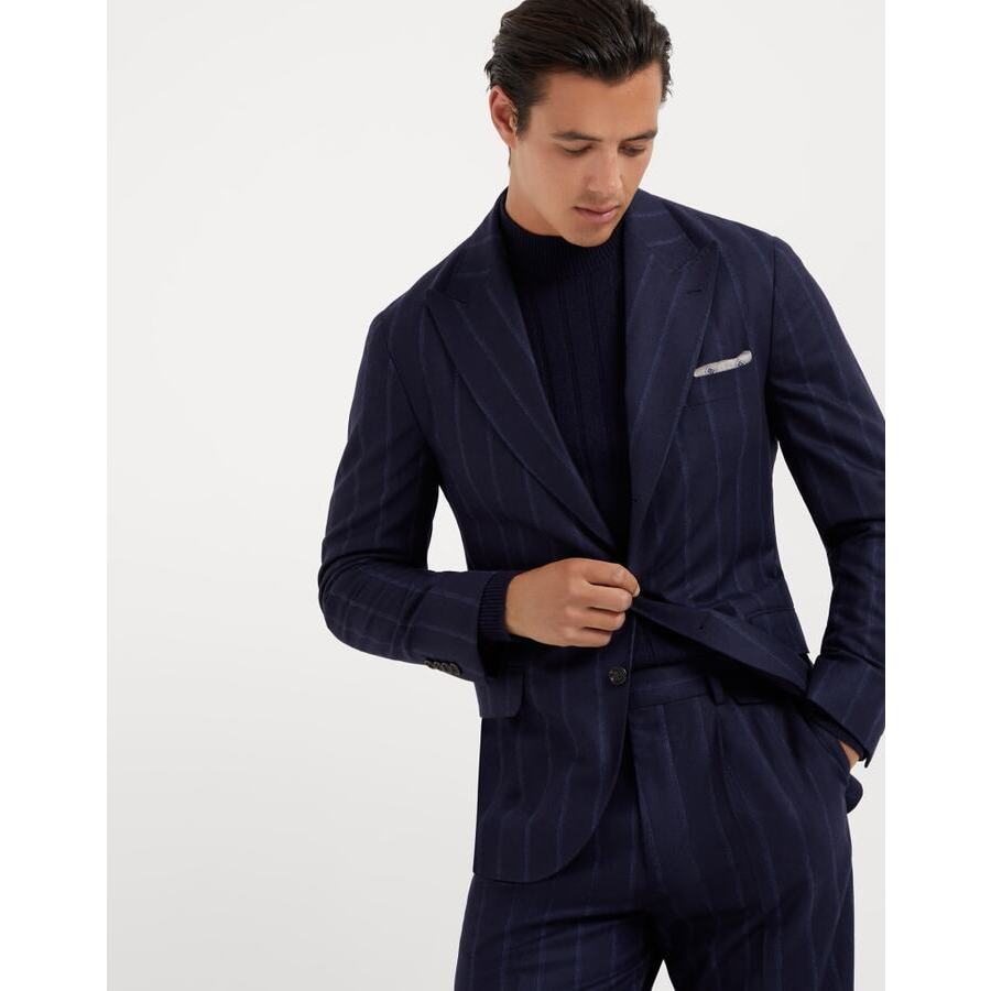 Brunello Cucinelli Navy Wool Tailored Blazer