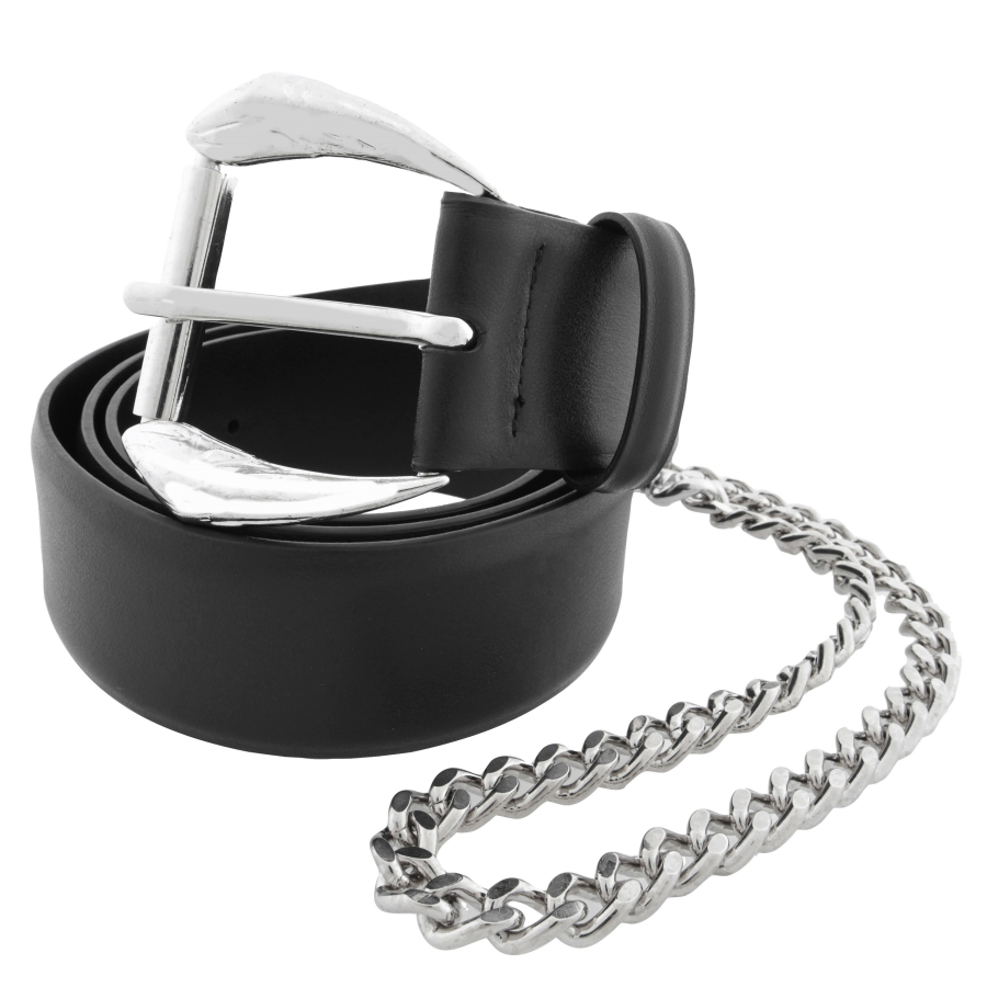 Roberto Cavalli Leather Belt With Chain-Link Attachment