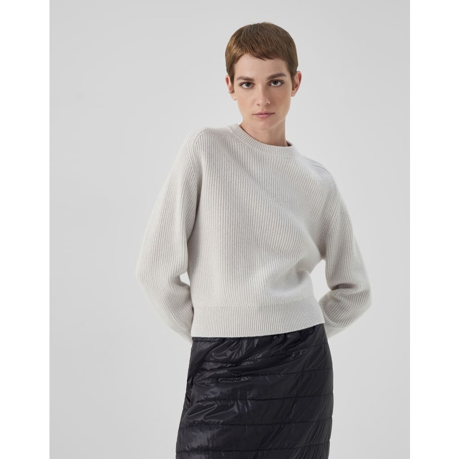 Brunello Cucinelli Womens White Wool Crew Neck Sweater