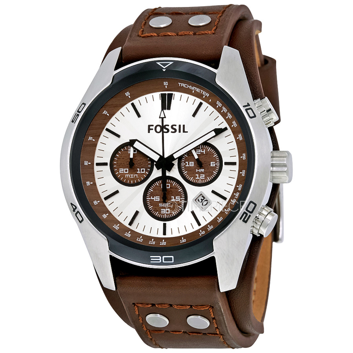 Cuff CH2565 Coachman Leather Chronograph Fossil Watch Mens