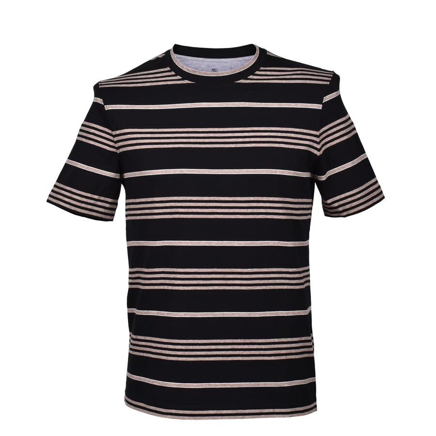 Brunello Cucinelli Black Striped Crew Neck T-Shirt